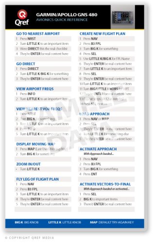 Garmin GNS 480/CNX80 Qref Card Checklist (Qref Avionics Quick Reference)