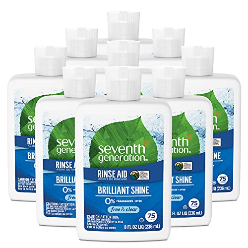 Book Cover Seventh Generation Dishwasher Rinse Aid for sparkling dishes Free & Clear Fragrance Free 8 oz (Pack of 9)