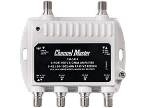 Channel Master Ultra Mini 4 TV Antenna Amplifier, TV Antenna Signal Booster with 4 Outputs for Connecting Antenna or Cable TV to Multiple Televisions (CM-3414),White