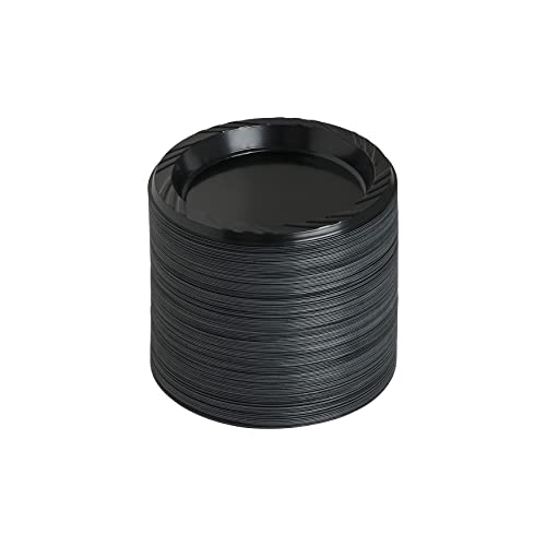 Genuine Joe GJO10427 Plastic Round Plate, 6" Diameter, Black (Pack of 125)