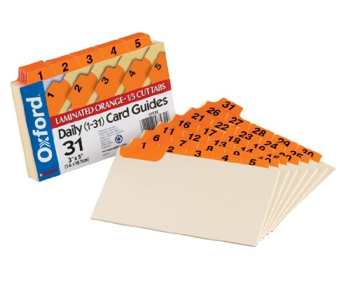 Book Cover Oxford Index Card Guides with Laminated Tabs, Daily (1-31), 3