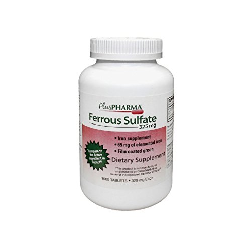 PlusPharma Ferrous Sulfate 325 mg Tablets, 1000 Count