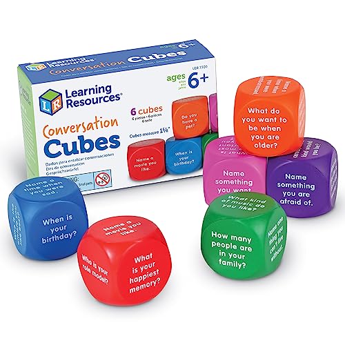 Book Cover Learning Resources Conversation Cubes, Social Dice, Autism Therapy, Ice Breaker Cubes, Foam Cubes, 6 Pieces, Ages 6+