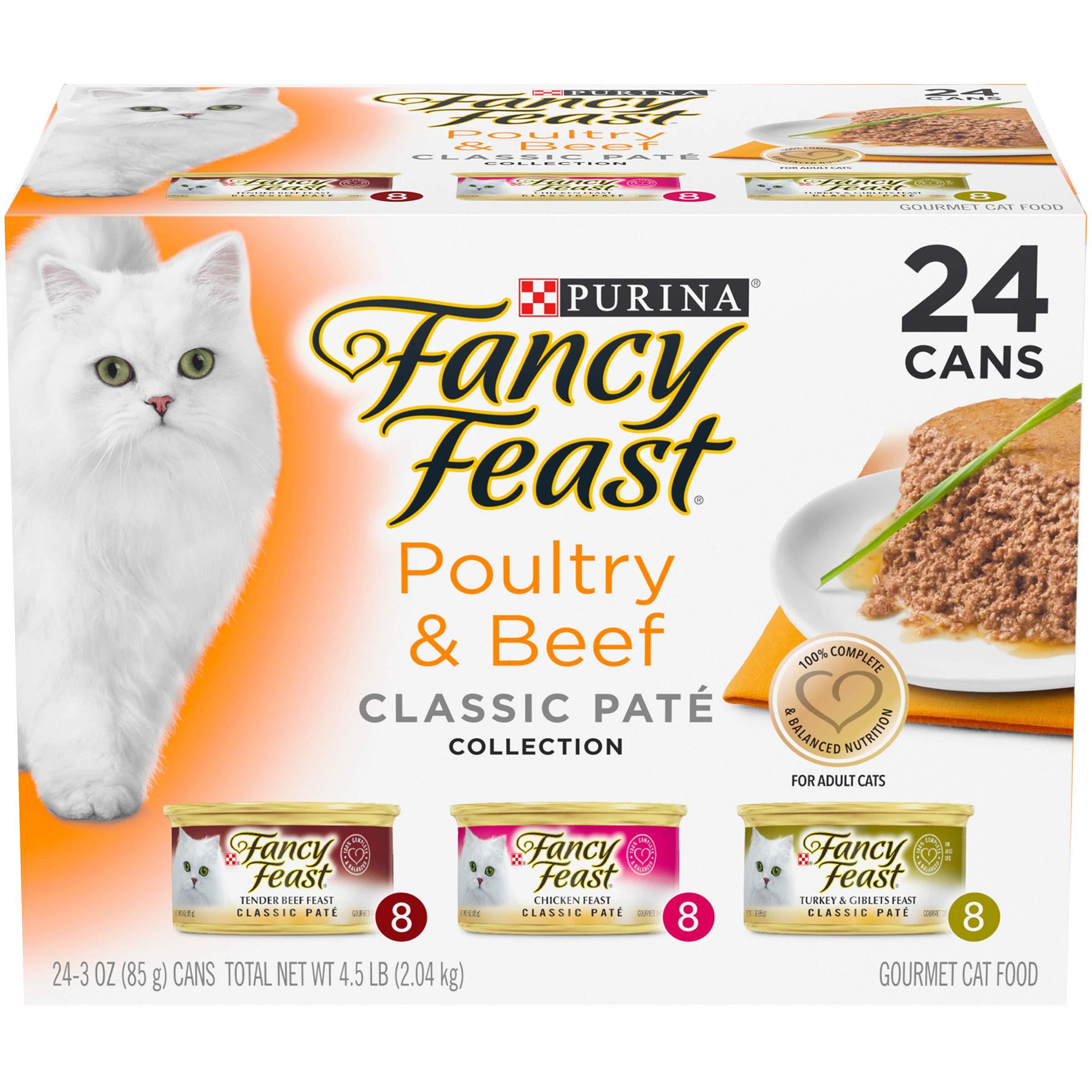 Book Cover Purina Fancy Feast Grain Free Pate Wet Cat Food Variety Pack, Poultry & Beef Collection - (24) 3 oz. Cans Classic Pate Variety Pack Poultry & Beef (24) 3 oz. Cans