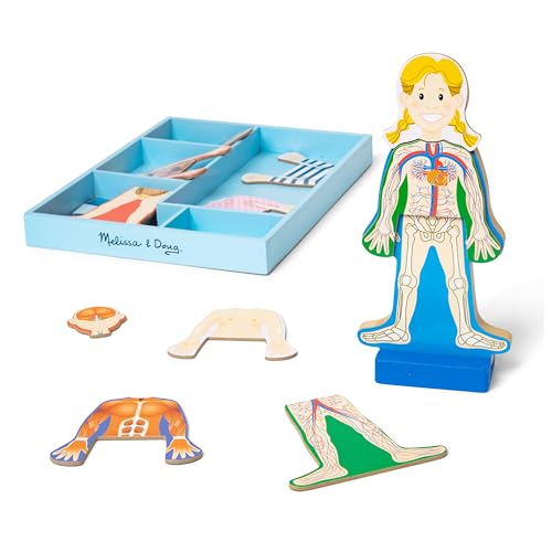 Book Cover Melissa & Doug Magnetic Human Body Anatomy Play Set With 24 Magnetic Pieces and Storage Tray - Human Body Model Puzzle For Preschoolers And Kids Ages 3+