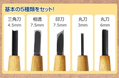 Book Cover Mikisyo Power Grip Carving Tools, Five Piece Set (Basic)