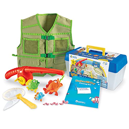 Book Cover Learning Resources Pretend & Play Fishing Set - 11 Pieces, Ages 3+ Toddler Pretend Play Toys, Preschool Learning Toys, Fishing Pole for Kids, Fisherman Costume