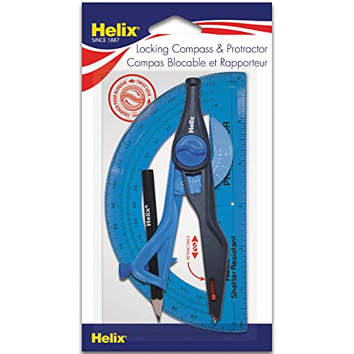 Book Cover Helix Universal Locking Compass and Protractor Set, Assorted Colors (18803)
