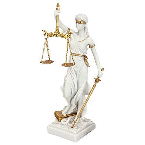 Design Toscano Themis Blind Lady of Justice Statue Lawyer Gift, 13 Inch, White-Small
