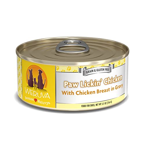 Weruva Classic Dog Food, Paw Lickinâ€™ Chicken with Chicken Breast in Gravy, 5.5oz Can (Pack of 24)