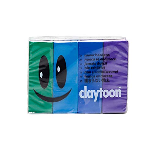 Book Cover Van Aken International – Claytoon – Non-Hardening Modeling Clay – VA18158 – Cool – Green, Turquoise, Blue, Violet – 1 Pound Set (4-1/4 Pound Bars) – claymation, Gluten-Free, Non-Toxic
