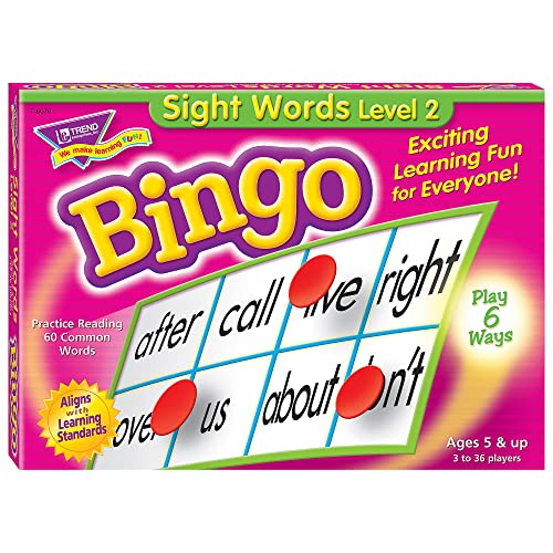 Book Cover TREND ENTERPRISES: Sight Words Level 2 Bingo Game, Exciting Way for Everyone to Learn, Play 6 Different Ways, Great for Classrooms and At Home, 2 to 36 Players, For Ages 5 and Up