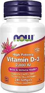 NOW Foods Supplements, Vitamin D-3 2,000 IU, High Potency, Structural Support, 240 Softgels
