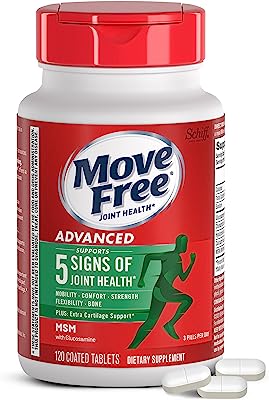 Book Cover Glucosamine & Chondroitin Plus MSM Advanced Joint Health Supplement Tablets, Move Free (120 count in a bottle), Supports Mobility, Flexibility, Strength, Lubrication and Comfort