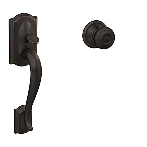 Book Cover SCHLAGE Lock Company Camelot Front Entry Handle Georgian Interior Knob (Aged Bronze) FE285 CAM 716 GEO