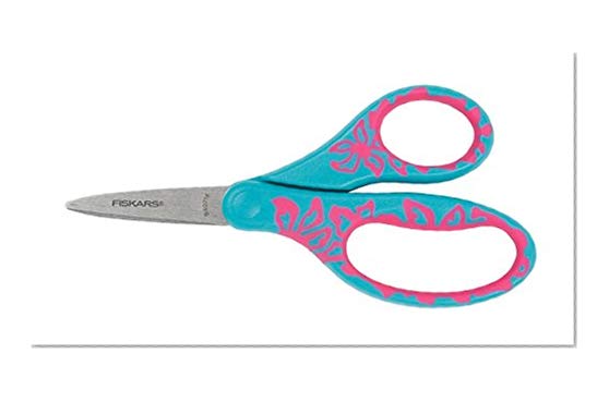 Book Cover Fiskars 94337097J Left-handed Pointed-tip Kids Scissors 5 Inch, Color Received May Vary