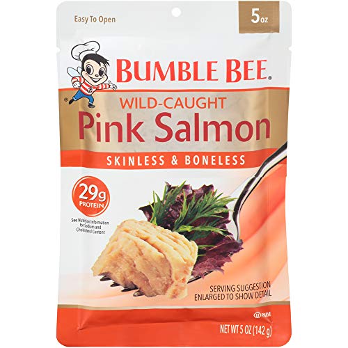 Book Cover BUMBLE BEE Premium Skinless & Boneless Wild Pink Salmon, Ready to Eat Salmon, High Protein Food, 5 Ounce Pouch (Pack of 12)