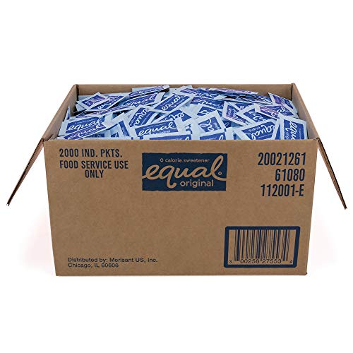 EQUAL 0 Calorie Sweetener, Aspartame Sugar Substitute, Zero Calorie Sugar Free Sweetener Packets, Sugar Alternative, 2000 Count