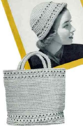 CROCHETED BEADED TOTE BAG & MATCHING CLOCHE HAT - 2 Vintage 1950's Crochet Patterns (ePatterns) - Instant Download Ebook - AVAILABLE FOR DOWNLOAD to Kindle ... women, ladies, girls, yarn, crafts, diy)