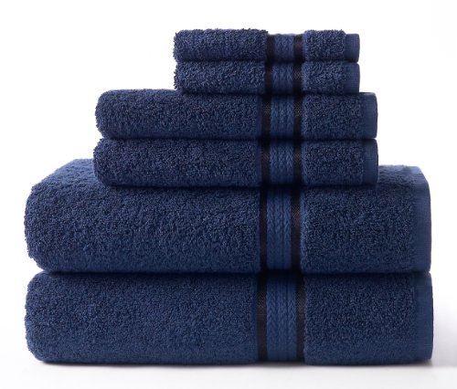 Book Cover Cotton Craft Ultra Soft 6 Piece Towel Set Night Sky, Luxurious 100% Ringspun Cotton, Heavy Weight & Absorbent, Rayon Trim - 2 Oversized Large Bath Towels 30x54, 2 Hand Towels 16x28, 2 Wash Cloth 12x12