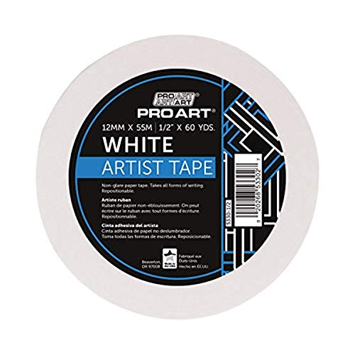 Book Cover PRO ART Artist Tape, White, 1/2-inch x 60-Yard Roll