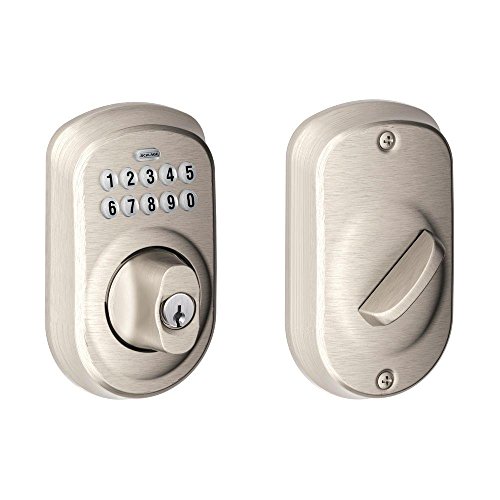 Book Cover Schlage BE365 PLY 619 Plymouth Keypad Deadbolt, Satin Nickel