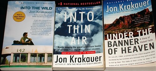 Jon Krakauer Book Set: "Into the Wild," "Into Thin Air," "Under the Banner of Heaven."