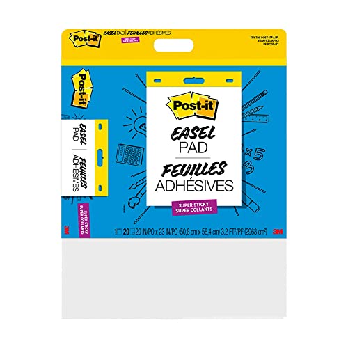 Post-it Super StickyWall Pad, 20 in x 23 in, White, 20 Sheets/Pad, Mounts to Surfaces with Command Strips Included, 1 Pad/Pack (566SS) 1 Pack Pad