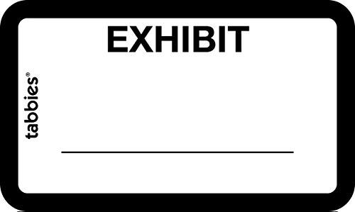 Tabbies Legal Exhibit Labels, Label: 1-5/8"W x 1"H, Sheet: 5-1/4"W x 3-1/4"H White, Exhibit" 252 Labels/Pack (58092)