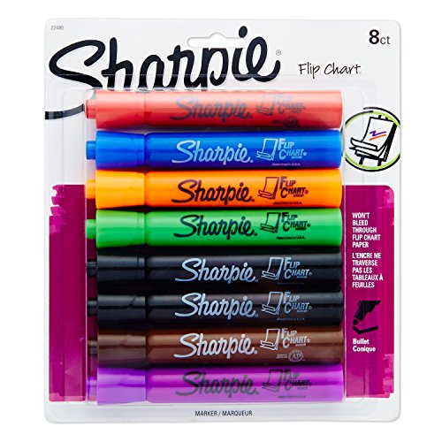Book Cover Sharpie 22480PP Flip Chart Markers, Bullet Tip, Assorted Colors, 8-Count