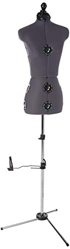 Dritz 1750A Twin-Fit Dressform with Tri-Pod Stand Adjustable Up to 63” Shoulder Height, Small, Grey