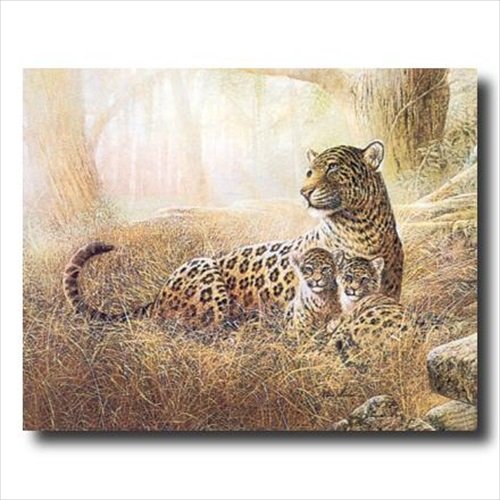 Book Cover Art Prints Tropical Leopard Cat Family Animal Wall Picture, 16x20-Inch
