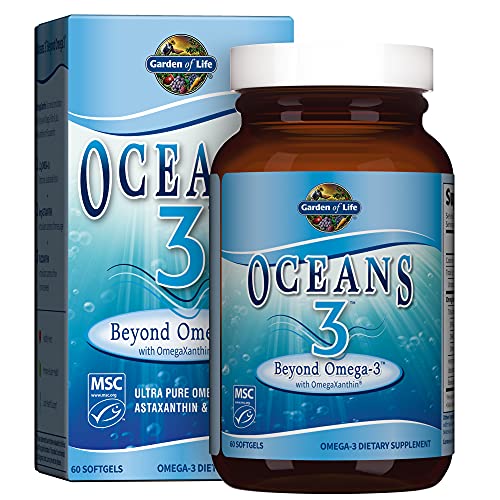 Book Cover Garden of Life Ultra Pure EPA/DHA Omega 3 Fish Oil - Oceans 3 Beyond Omega 3 Supplement with Antioxidants, 60 Softgels