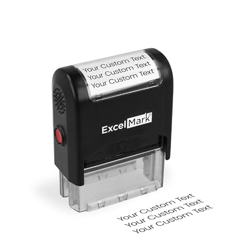 ExcelMark Custom Stamp – Clear & Crisp Impressions – Personalized Self-Inking Rubber Stamp – Use for Address Stamp and More (Small)