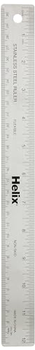 Helix - Flexible Stainless Steel Non Skid Ruler 12 Inch/30cm - Crafting & Construction Measurement - Precision & Stability - Durable & Rust-Resistant Design