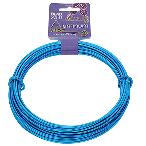 The Beadsmith Anodized Aluminum Wire – 12 Gauge – 39 feet – Turquoise Color – Bendable Craft Wire Used to Jewelry Making, Wire Wrapping, Sculpting, Floral, Modeling and Other DIY Arts & Crafts