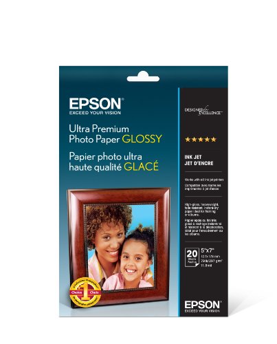 Book Cover Epson Ultra Premium Photo Paper GLOSSY (5x7 Inches, 20 Sheets) (S041945)