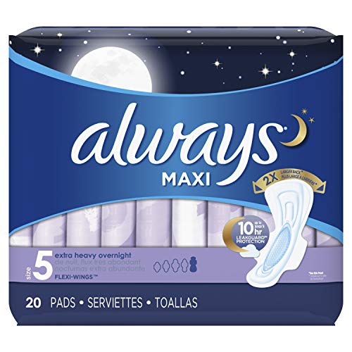 Book Cover Always Maxi Extra Heavy With Wings Overnight Pads, 20 Count (Pack of 2)