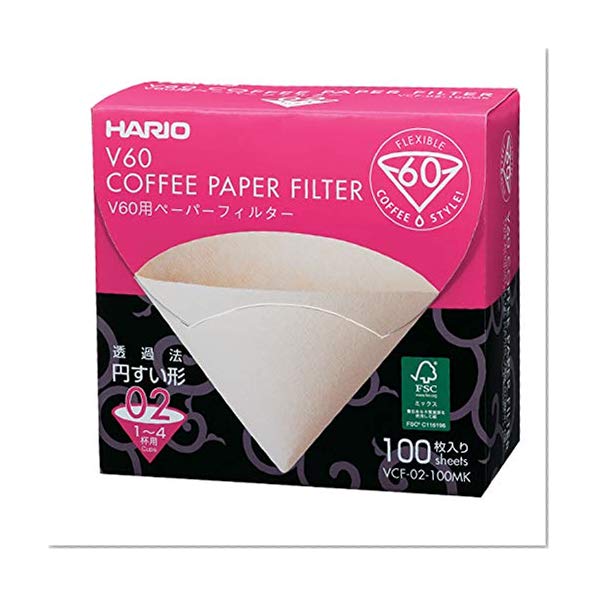 Hario VCF-02-100 MK - boîte de 100 filtre papier blanc pour cafetiere filtre Hario V60 4 tasses