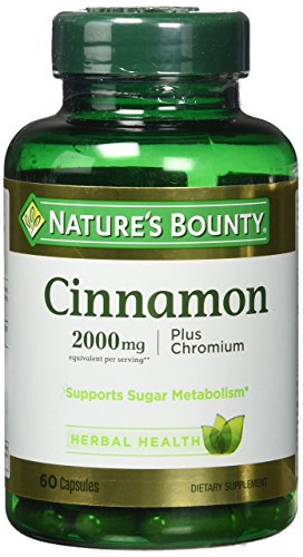 Book Cover Nature's Bounty Cinnamon 2000mg Plus Chromium, Dietary Supplement, 60 Capsules