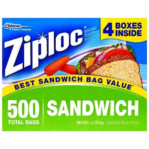 Book Cover Ziploc Easy Open Tabs Sandwich Bags 125 Count (Pack of 4)
