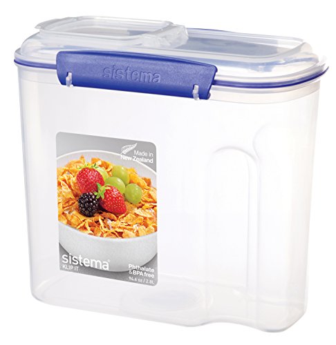 Sistema KLIP IT Utility Collection Cereal Container, 94.0 oz./2.7 L, Clear/Blue