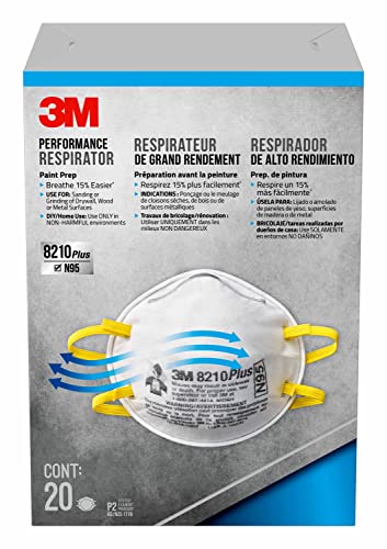 Book Cover 3M 8210 Plus Paint Sanding Dust Particulate N95 Respirator, Disposable Respirators, 20-Pack