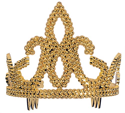 Forum Novelties Women's Tiara-Plastic with Combs Gold Party Supplies, Standard 51863