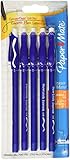 Erasermate Stick Ballpoint Pens, Medium Point, Blue Ink, 5-Pack