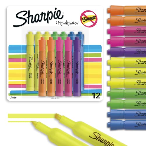 Sharpie Tank Highlighters, Chisel Tip, Assorted Colours, 12 Count