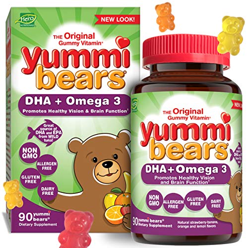 Book Cover Yummi Bears Omega 3 + DHA Gummy Vitamin Supplement for Kids, 90 Count (Pack of 1)