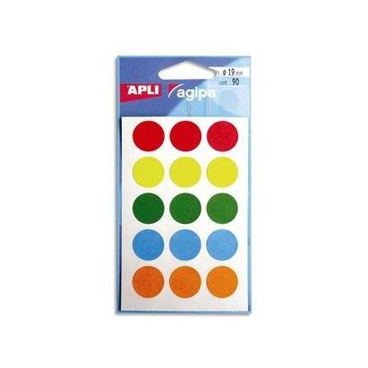 AGIPA Sachet de 90 étiquettes Gommettes de signalisation Rondes 19 mm Assortis