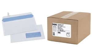 GPV Box of 500 Envelopes Self-Adhesive 80 g DL Format 110x220 mm with Window 45x100 mm
