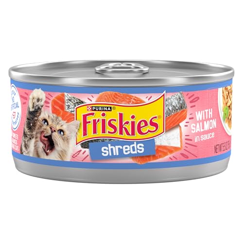 Purina Friskies Wet Cat Food, Shreds With Salmon in Sauce - (24) 5.5 oz. Cans